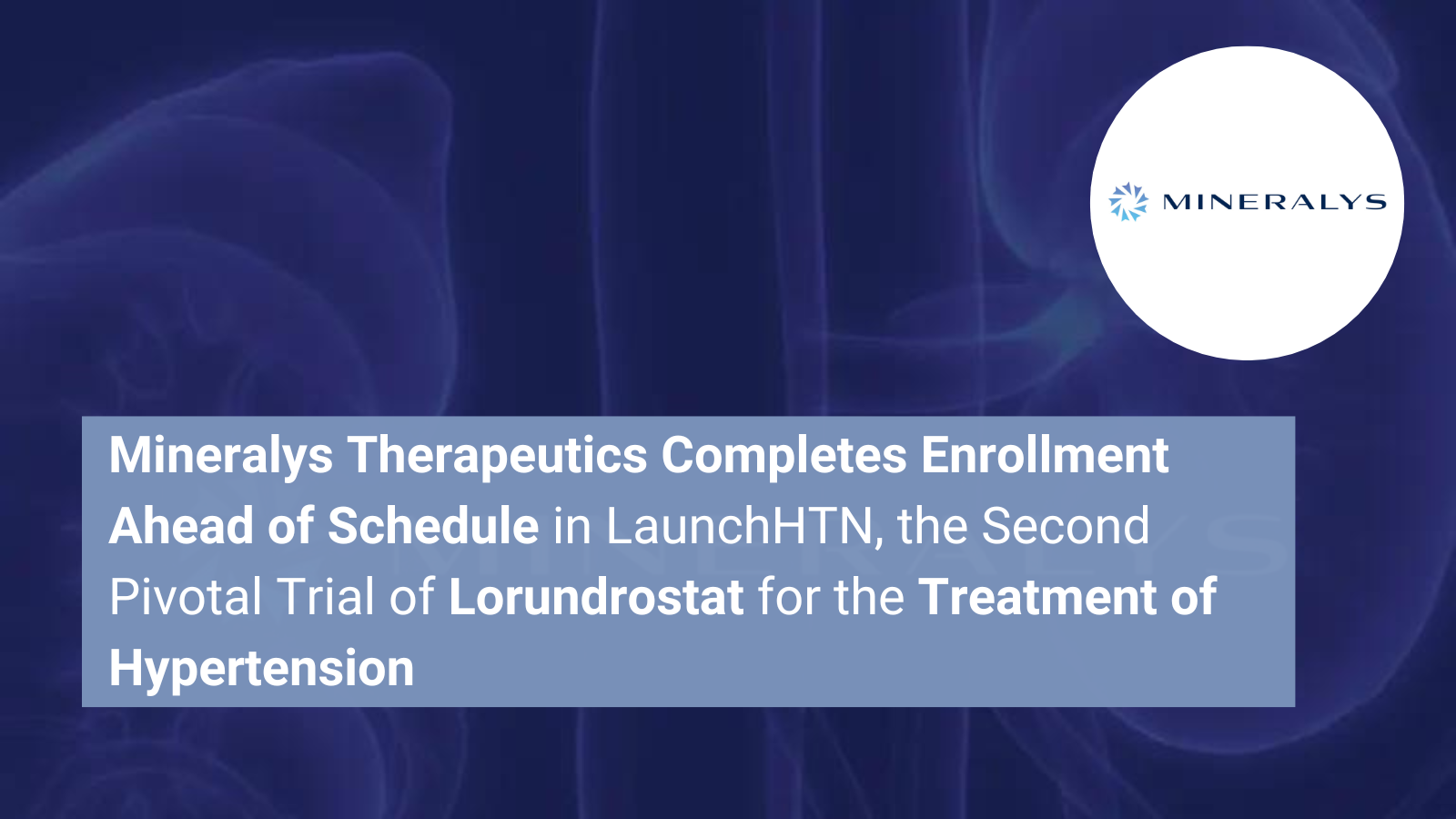 Mineralys Therapeutics Completes Enrollment Ahead of Schedule in Launch-HTN, the Second Pivotal Trial of Lorundrostat for the Treatment of Hypertension